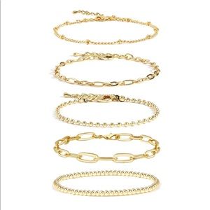 14K Gold Bracelets Set Adjustable